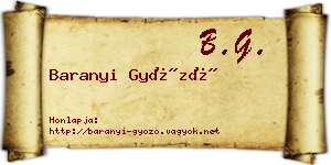 Baranyi Győző névjegykártya